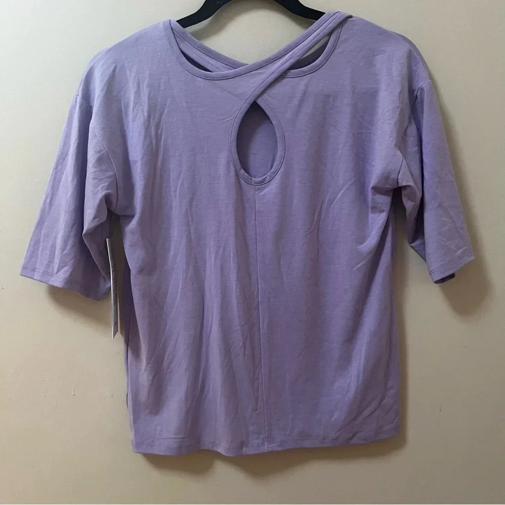Threads 4 Thought Purple 3/4 sleeve Shirt with back detail -Size 14 Girls